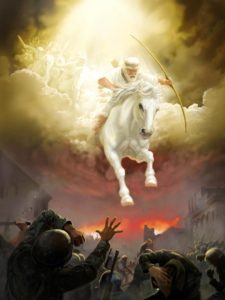 Jesus,Yahshua,Christ,King of Kings,Lord of Lord's,White Horse,Armies of Heaven,Army of Heaven,Sword out of Mouth,Strike Nations,Rod of Iron,Wine-press,Word of God,Faithful,True,War,Many Crowns,Great Supper of God,Eat Flesh,Armageddon,6th Vial,Sixth Vial,Alien Invasion,Wrath,beast,kings of earth,destroyed,judgment,Revelation 19,Grape Harvest,Revelation 14,Revelation 16,Bow,Arrow,Crown,Many Crowns