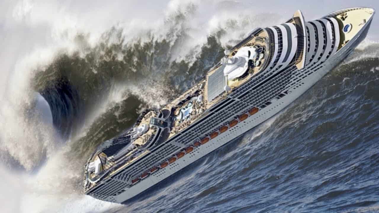 cruise ship tossed in high seas