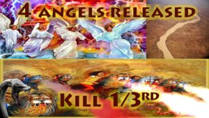 Sixth Trumpet,6th Trumpet,trumpet 6,Woe 2,2nd Woe,2nd Terrible Judgment,4 angels released,river Euphrates,Euphrates,200000000,two hundred million,Army,fire,smoke,sulfur,Kill Third,3 plagues,from mouths,Sealed,Seven Thunders,Sealed 7 Thunders,7 Thunders Sealed,Revelation 9,Revelation Chapter 9,Angle,rainbow over head,little scroll,Eat Scroll,do not write it down,mystery of God,Prophesy,sweet in mouth,bitter in stomach,sweet as honey,prophesy again,nations,languages,kings,Revelation 10,Revelation Chapter 10,42 Months,Trample Holy City,Holy City,Measure temple,Two Witnesses 1,260 Days,3.5 years,2 witnesses,two witnesses,1260 days,dressed in sackcloth,t olive trees,2 lampstands,no rain,power,turn water to blood,Great City,Come up here,Revelation 11,Revelation Chapter 11,Seven Trumpets,Apocalypse