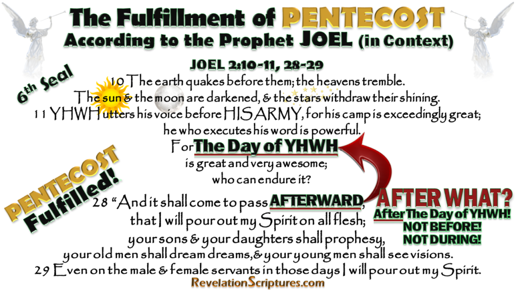 Pentecost,holy spirit,apostles,Christian,celebrate,promised holy spirit,baptize,baptized,feast of weeks,Leviticus 23:15,Deuteronomy 16:9,Shavuot,Book of Revelation,Bible Prophesy,Fulfillment,Pentecost in Revelation,Pentecost in Joel,when,timing,Joel 2:28,Joel 2:29,Latter Rain,YHWH’s 7 Feasts,7 Feasts,Fall Feasts,Spring Feasts,Pentecost Fulfillment in Revelation,Pentecost Fulfillment in Revelation