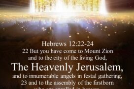 A glowing New Jerusalem descends above the earth with Hebrews 12:22–24, connecting Mount Zion and the Heavenly Jerusalem with Revelation 21’s Holy City.