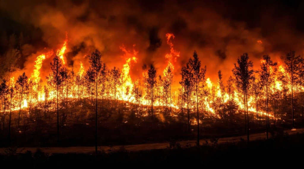 Forest-Fire-Engulfing-Trees-Intense-Flames