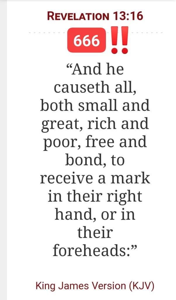 Revelation 13:16, 666 Mark of the Beast