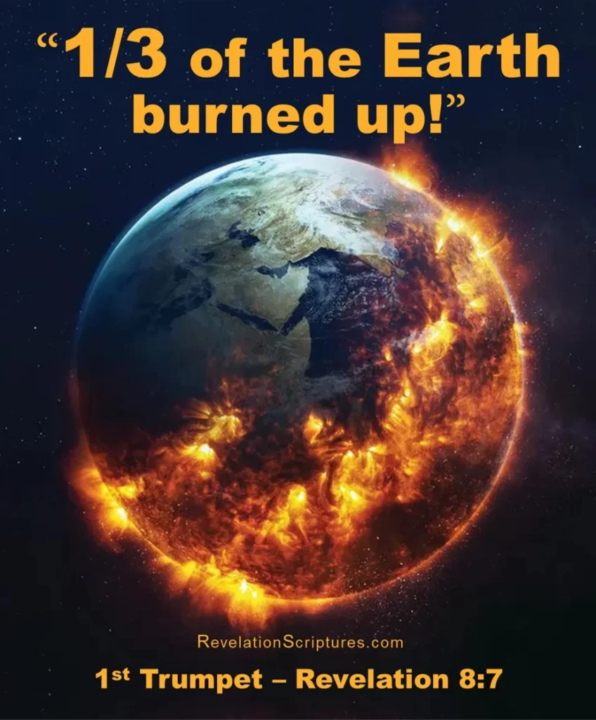 Revelation 8:7 - 1st trumpet - Third of the Earth Burned Up