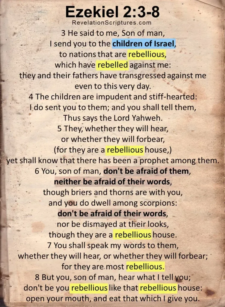 Ezekiel 2:3-8 Rebellious Israel Mentioned 7 Times